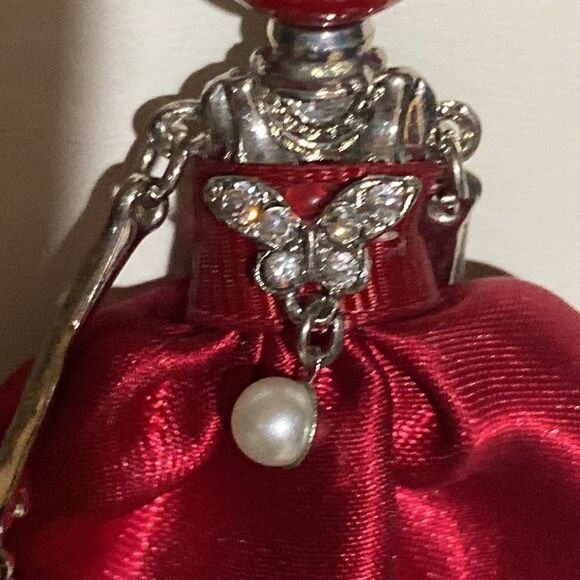 Le Amiche Silver-Tone Red Dress Crystal Doll Charm W/Chain for Women - Picture 4 of 8